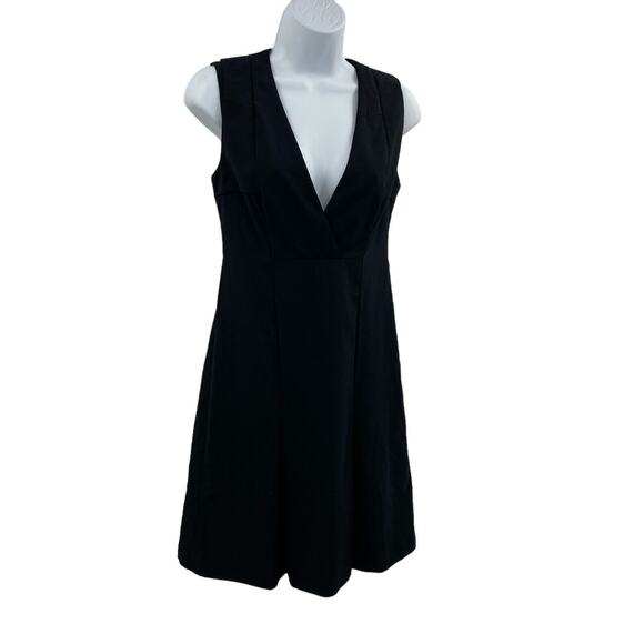 HUGO BOSS Sleeveless Sheath Dress US size 4 Navy Blue Wool V-Neck - Picture 1 of 13